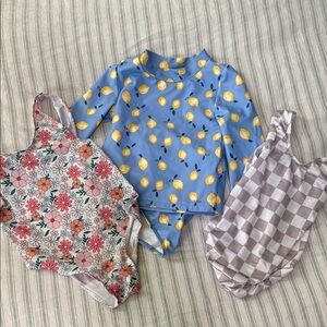 Floral and Checkered Kids One Piece Set